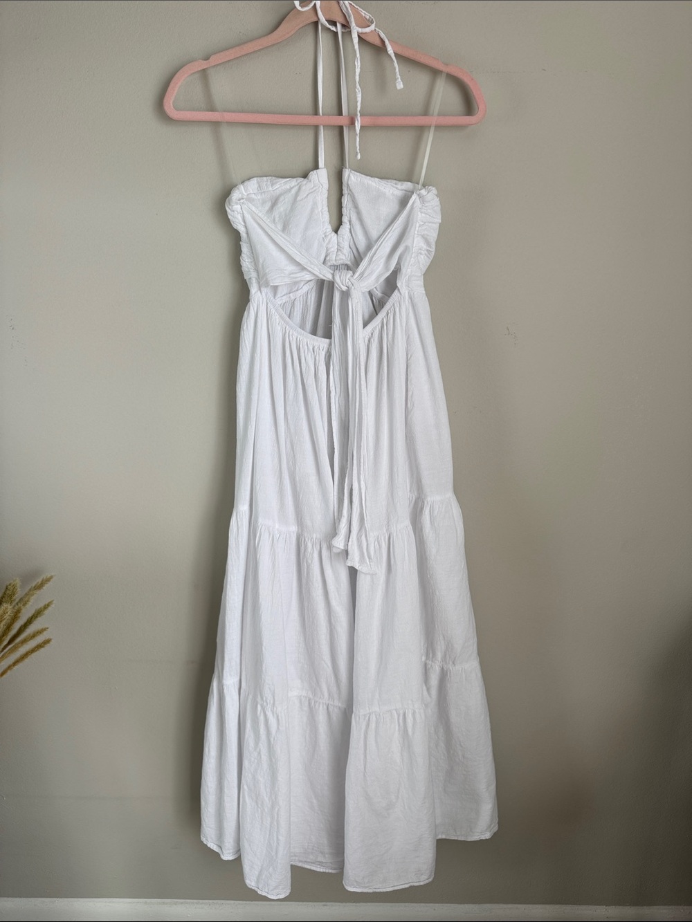 Blanco by Nature White Halter Maxi Dress Size L Back Boho Resort Beach - Picture 6 of 9